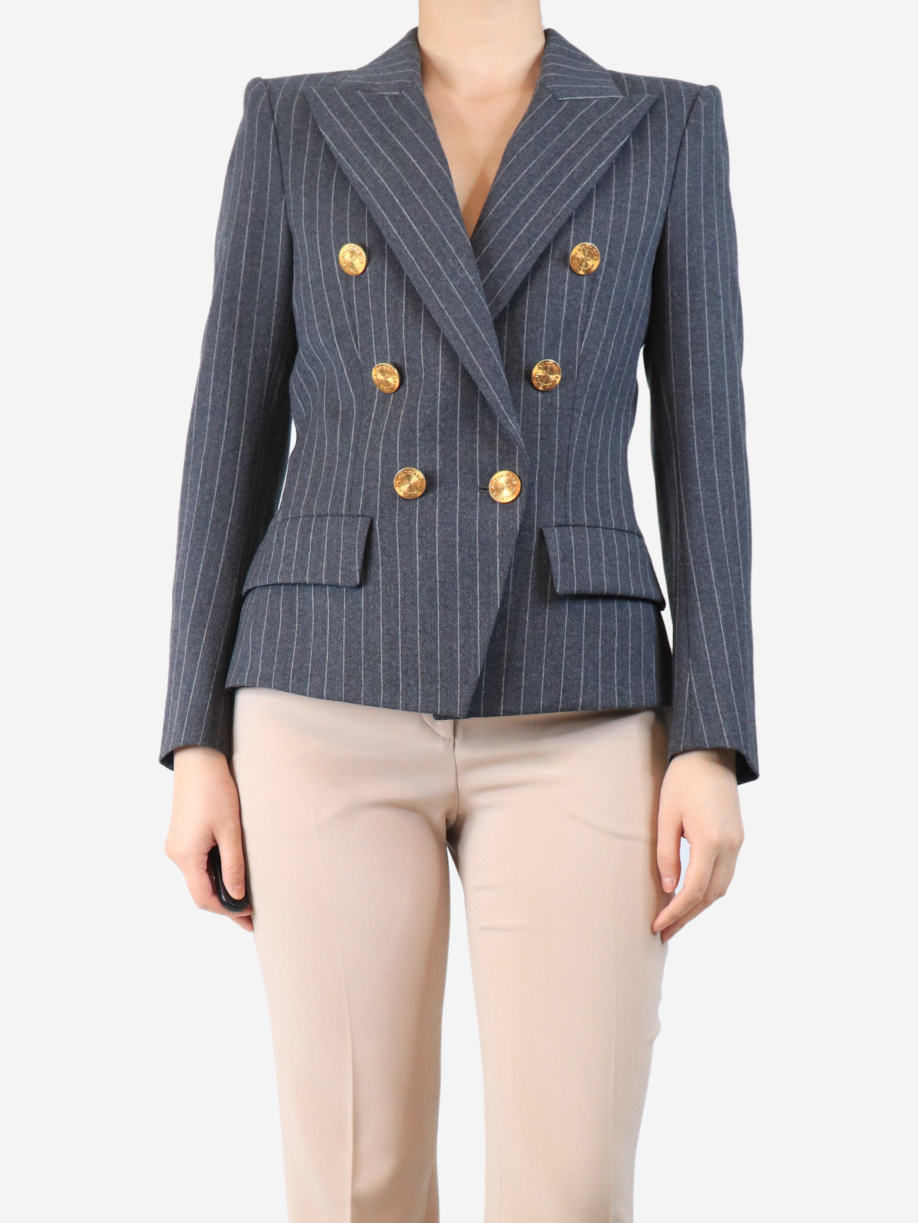 Grey pinstripe wool blazer - size UK 10 Coats & Jackets Alexandre Vauthier 