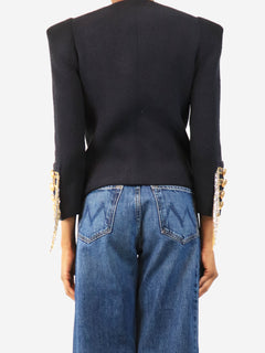Navy FW10 chain-embellished Napoleon jacket - size UK 10