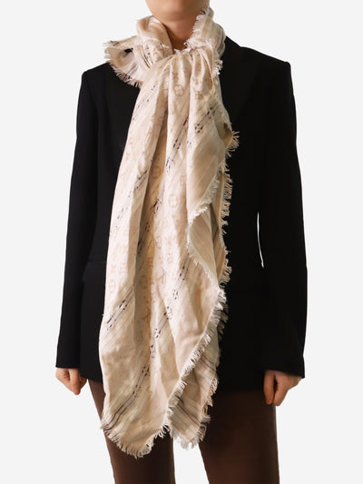 Neutral striped monogram scarf Scarves Louis Vuitton 