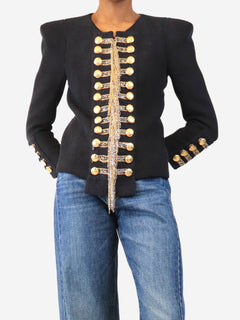 Navy FW10 chain-embellished Napoleon jacket - size UK 10