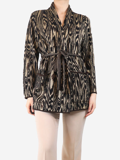 Brown belted knit cardigan - size UK 10 Knitwear Saint Laurent 