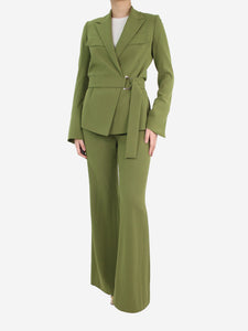 Galvan London Green wrap blazer and trouser set - size UK 8
