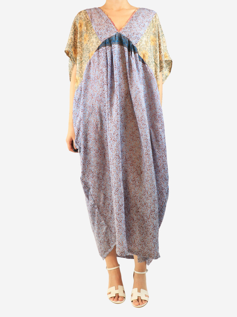Multicolour silk printed kaftan - size M Dresses Mademoiselle Hortense 