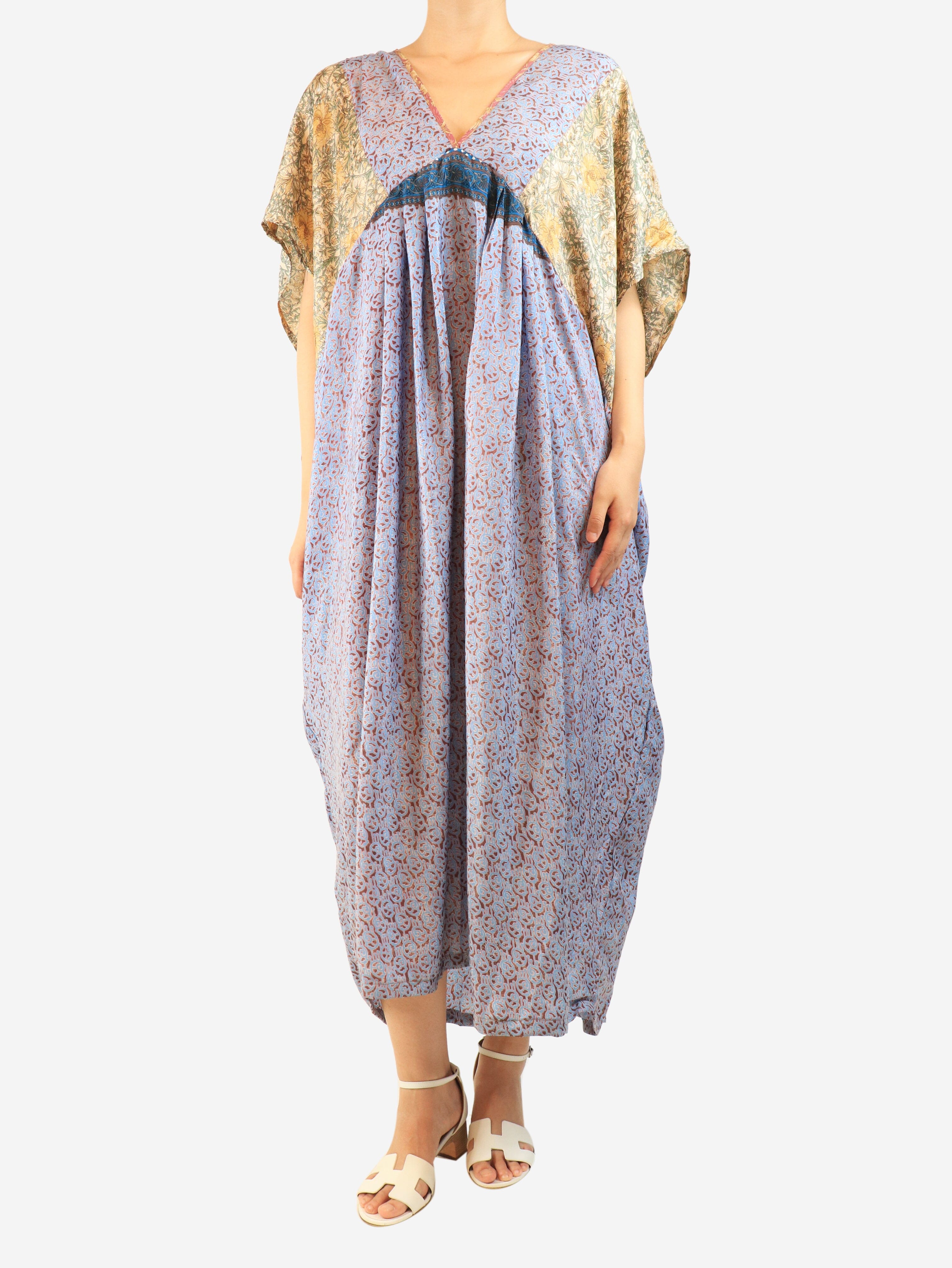 Multicolour silk printed kaftan - size M Dresses Mademoiselle Hortense 