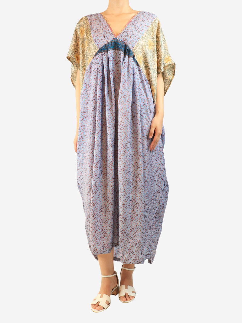 Multicolour silk printed kaftan - size M Dresses Mademoiselle Hortense 