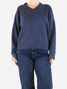 Brunello Cucinelli Navy cashmere v-neck sweater - size