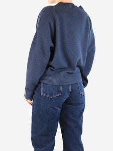 Brunello Cucinelli Navy cashmere v-neck sweater - size
