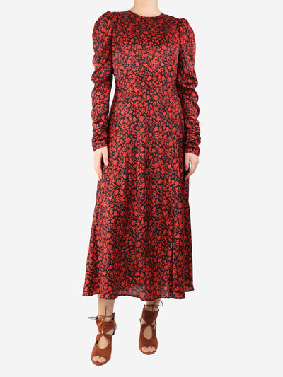Red floral midi dress - size UK 12 Dresses Maje 