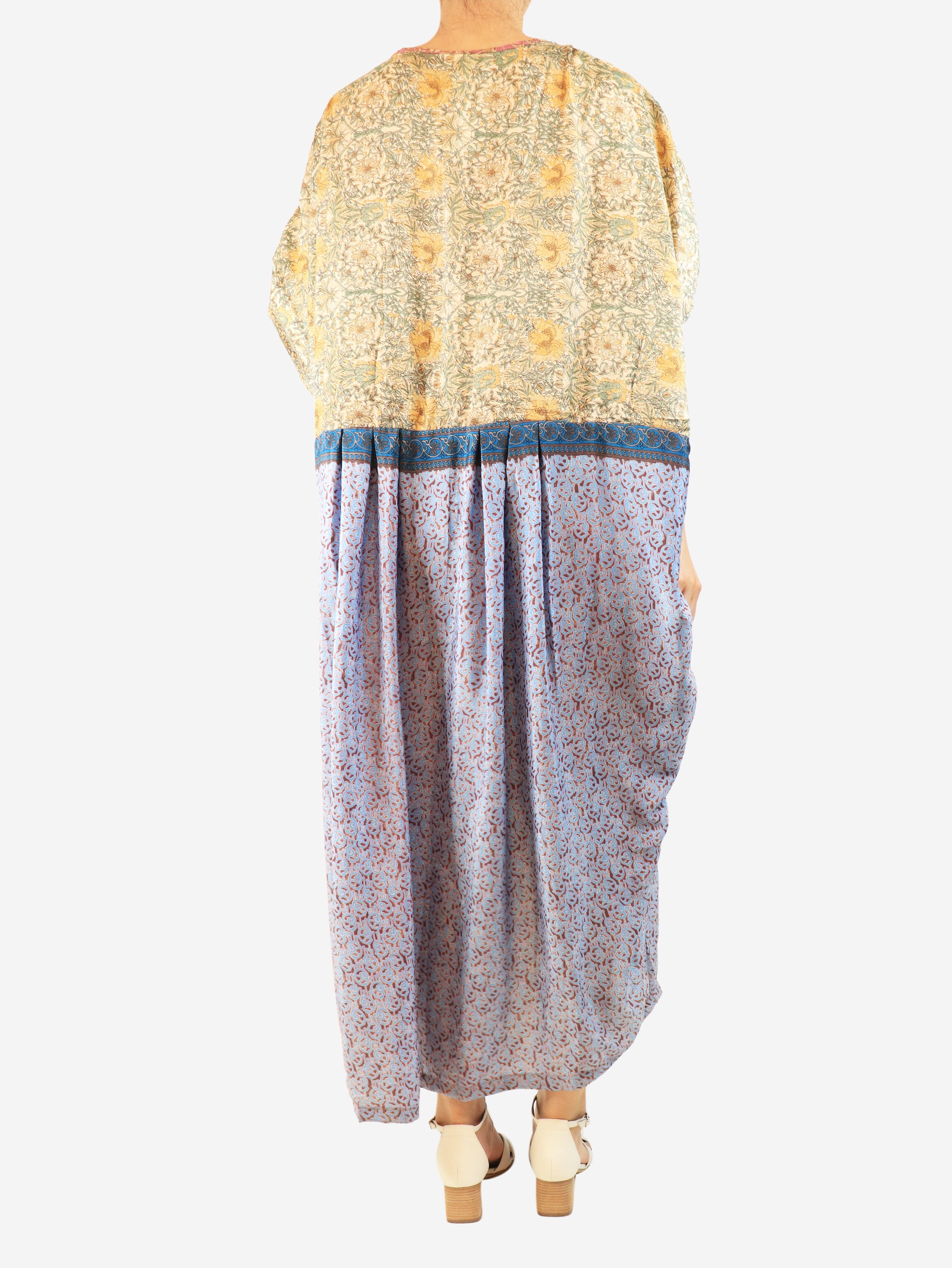 Multicolour silk printed kaftan - size M