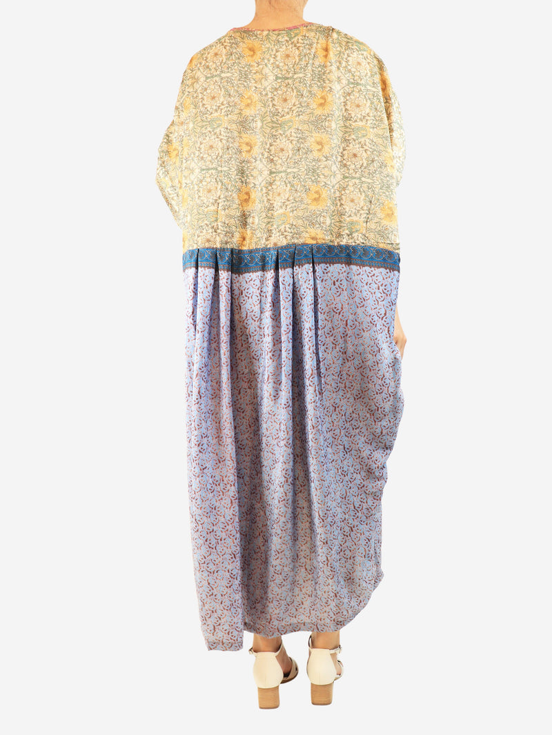 Multicolour silk printed kaftan - size M