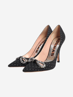 Black polka dot crystal-embellished pumps - size EU 40 Heels Rochas 