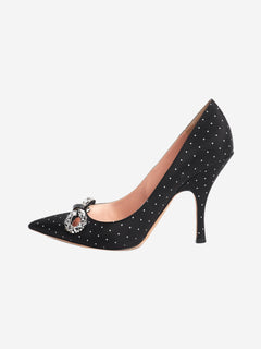 Black polka dot crystal-embellished pumps - size EU 40 Heels Rochas 