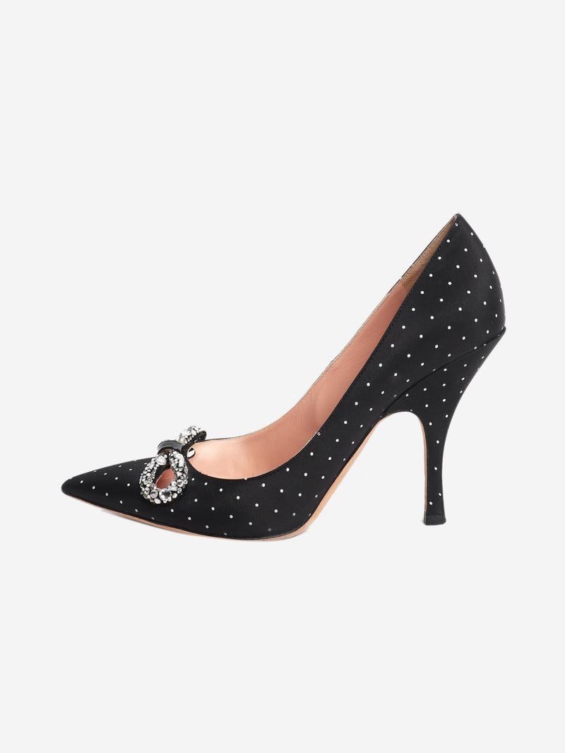 Black polka dot crystal-embellished pumps - size EU 40 Heels Rochas 
