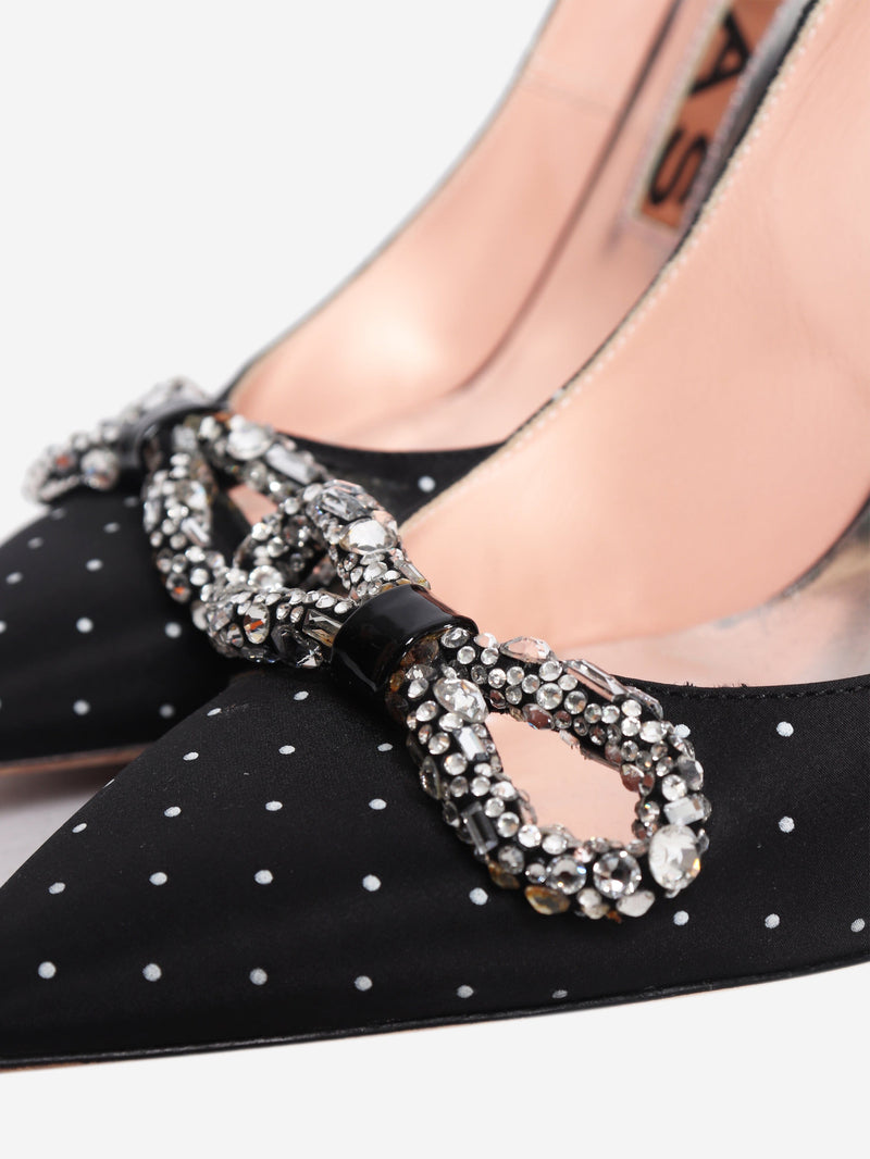 Black polka dot crystal-embellished pumps - size EU 40 Heels Rochas 