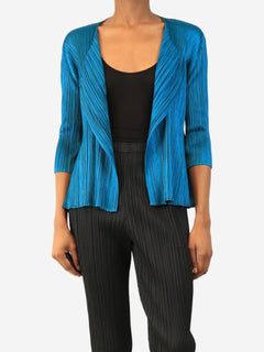 Teal pleated open-front cardigan - size M