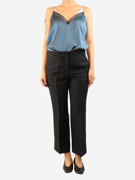 Black silk-blend trousers - size UK 12 alternate image