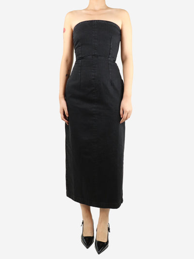 Black washed denim strapless midi dress - size UK 10 Dresses Raey 