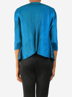 Teal pleated open-front cardigan - size M