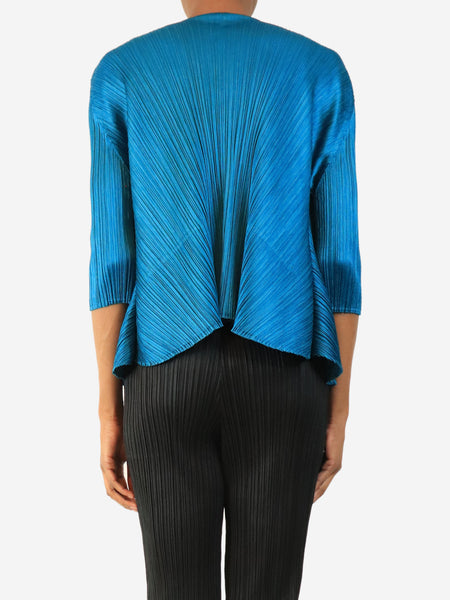 Teal pleated open-front cardigan - size M alternate image