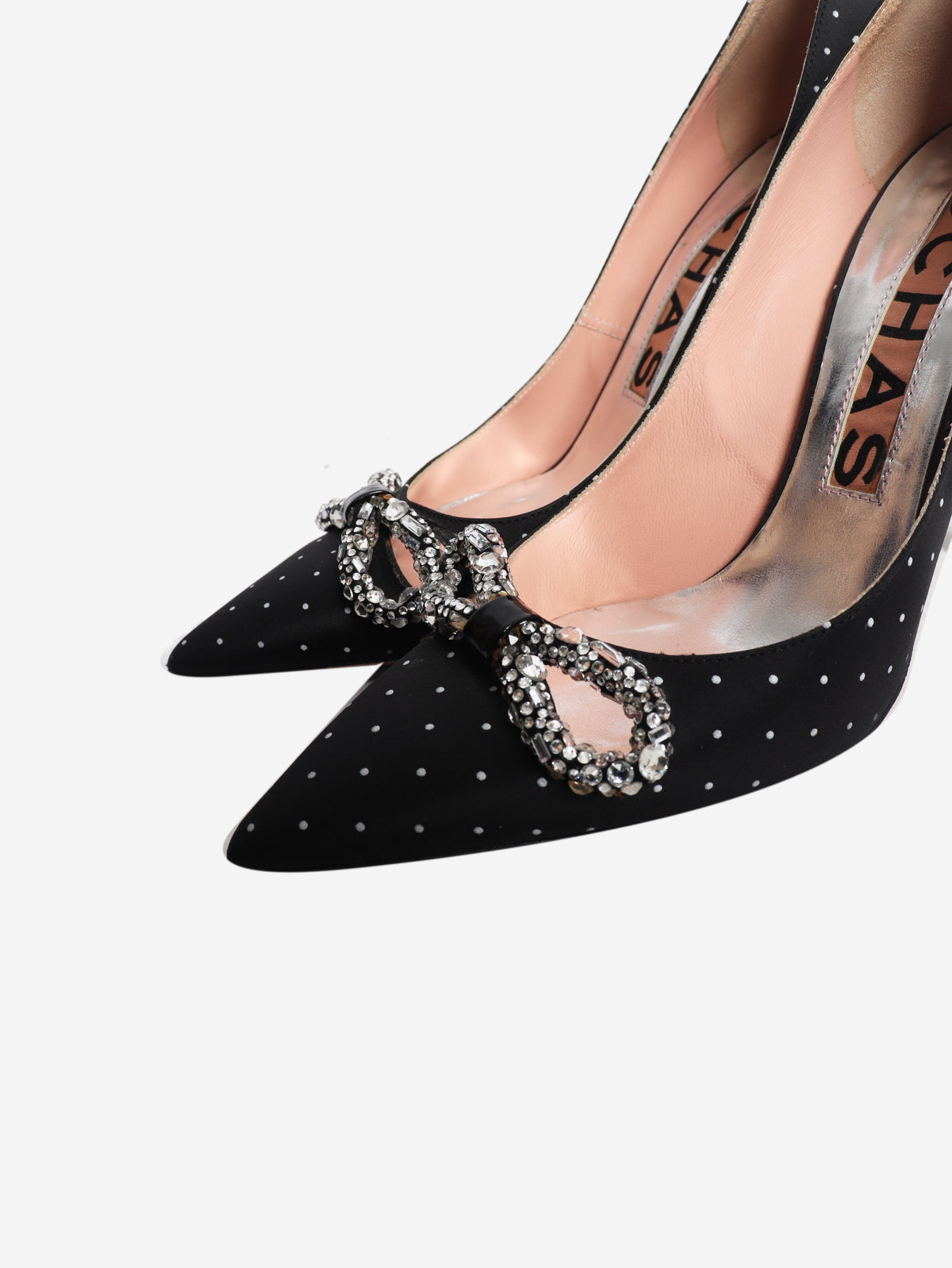 Black polka dot crystal-embellished pumps - size EU 40 Heels Rochas 