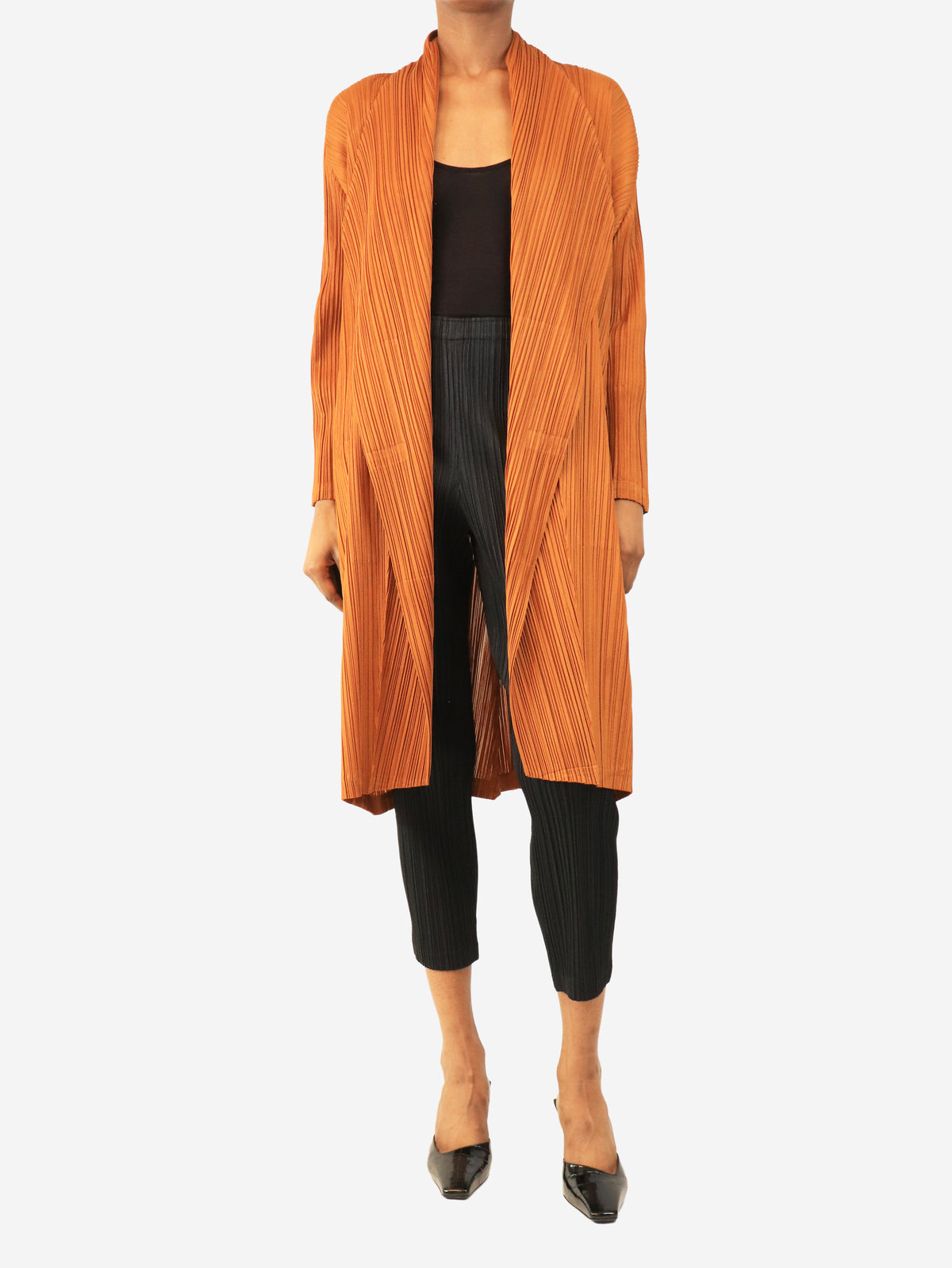 Burnt orange longline coat - size M