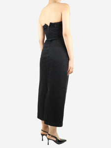 Raey Black washed denim strapless midi dress - size UK 10