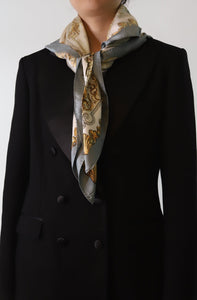 Hermes Grey royal silk patterned scarf
