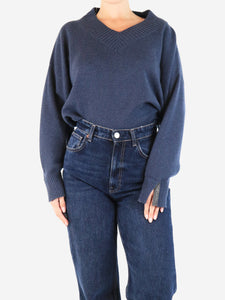 Brunello Cucinelli Navy cashmere v-neck sweater - size