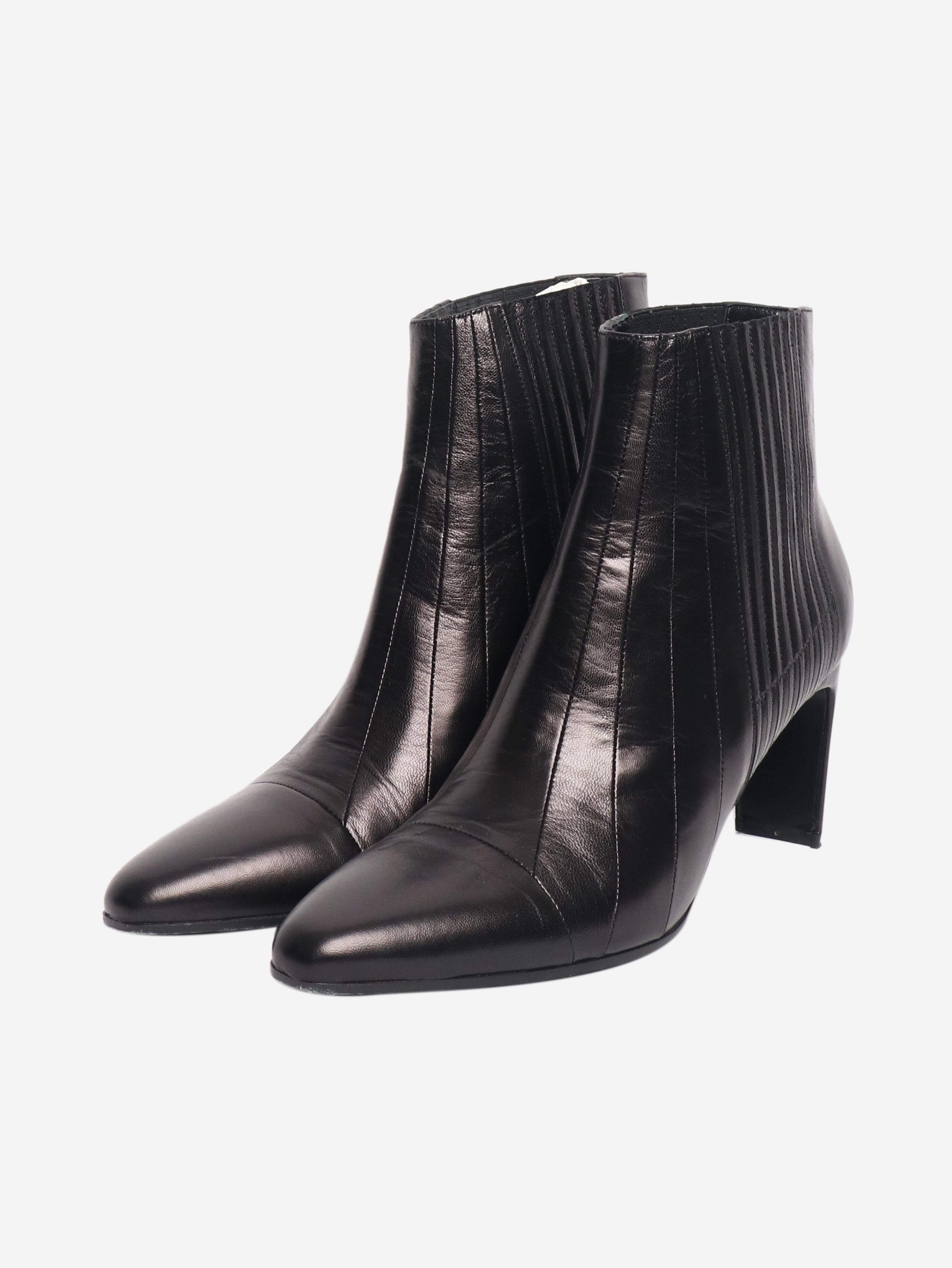 Black leather ankle boots - size EU 40 (UK 7) Boots Michel Vivien 