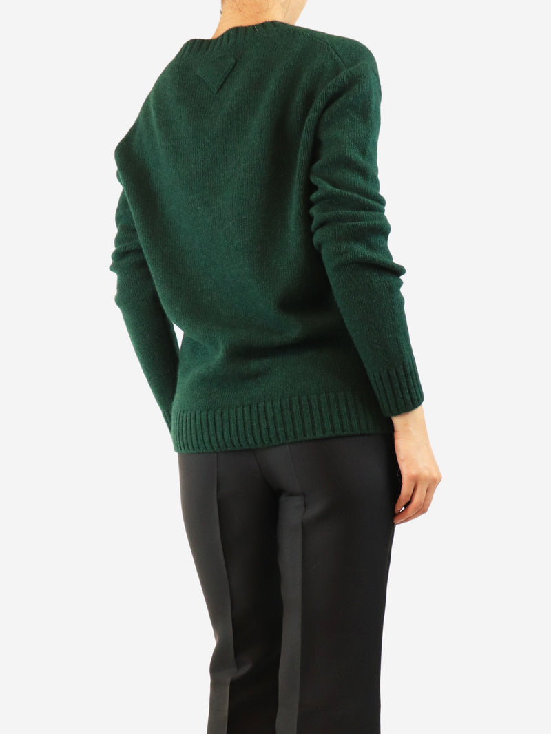 Dark green v-neck jumper - size UK 8