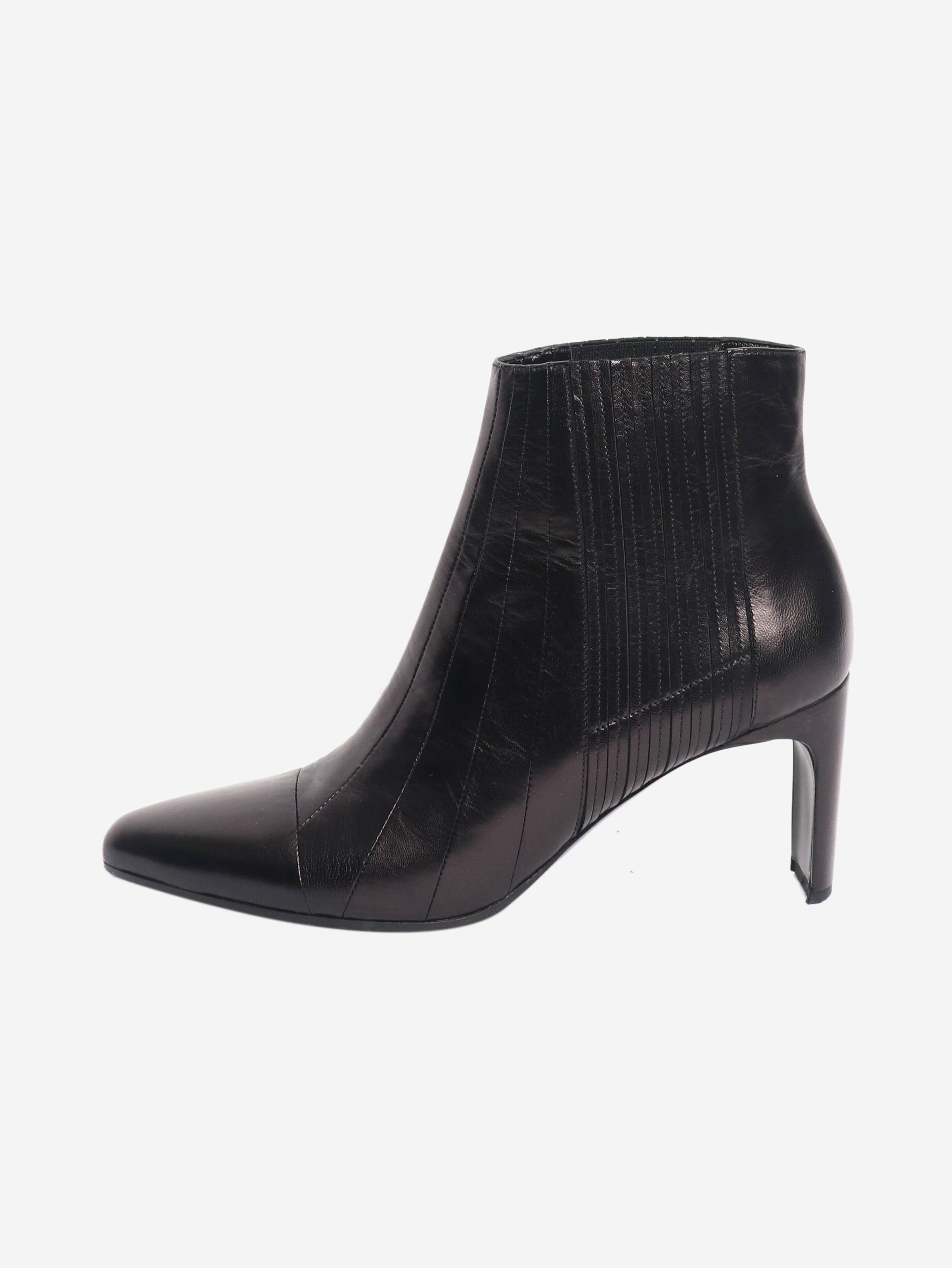 Black leather ankle boots - size EU 40 (UK 7) Boots Michel Vivien 