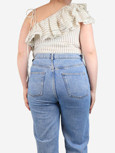 Ganni Ganni White silk striped top - UK 12