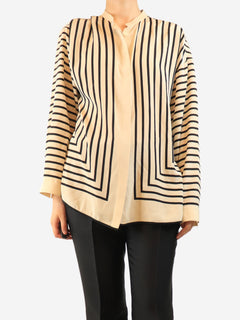 Neutral striped silk scarf blouse - size UK 8 Tops Toteme 