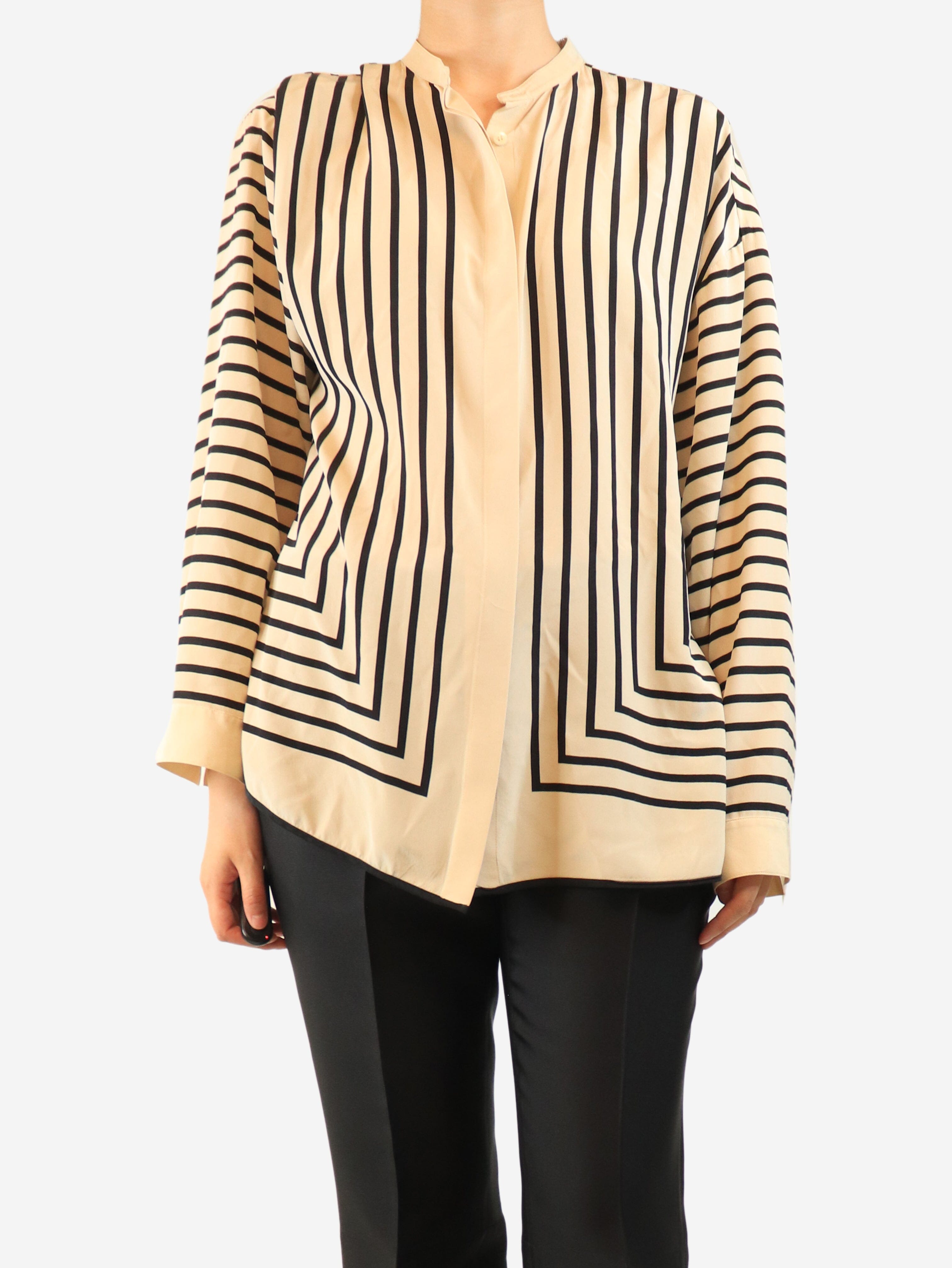 Neutral striped silk scarf blouse - size UK 8 Tops Toteme 