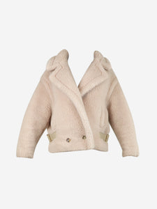 Max Mara Light pink teddy fleece jacket - size UK 4