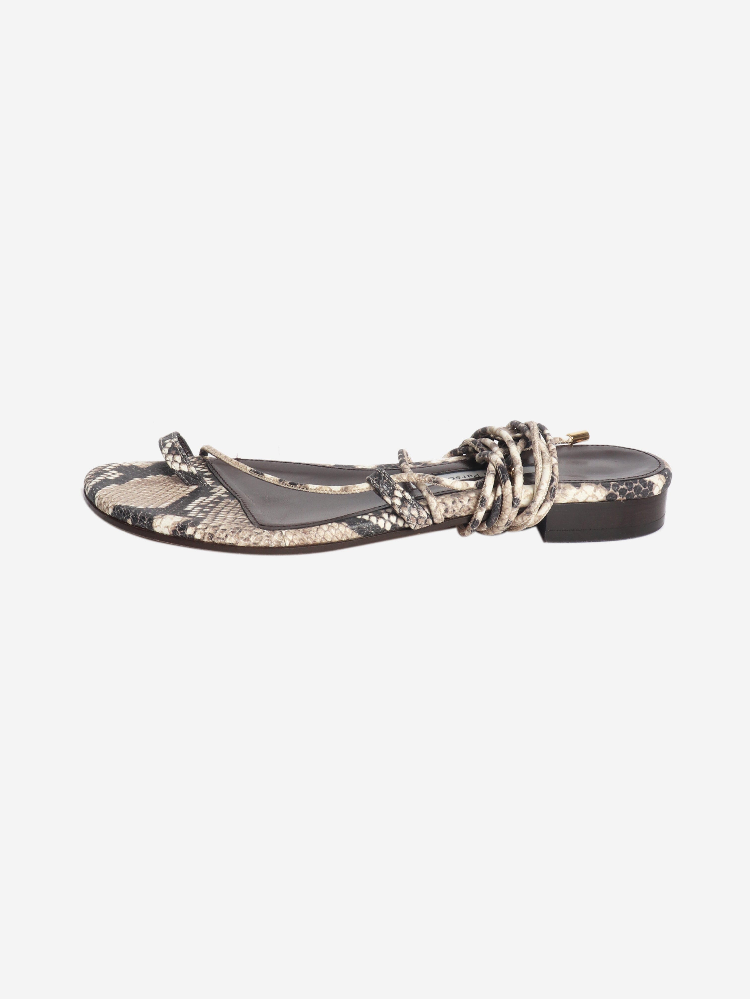 Brown snakeskin sandals - size EU 38 Flat Sandals Emme Parsons 