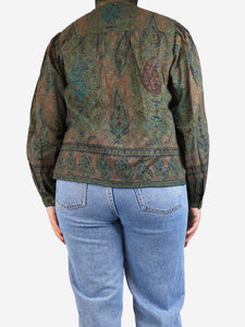 Antik Batik Green and brown paisley shirt blouse - size M