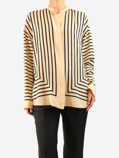 Neutral striped silk scarf blouse - size UK 8 Tops Toteme 