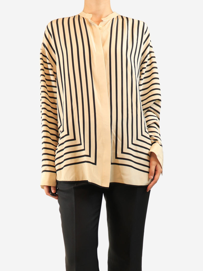 Neutral striped silk scarf blouse - size UK 8 Tops Toteme 