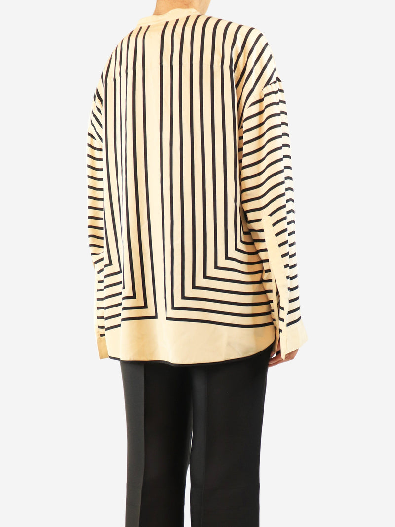 Neutral striped silk scarf blouse - size UK 8 Tops Toteme 