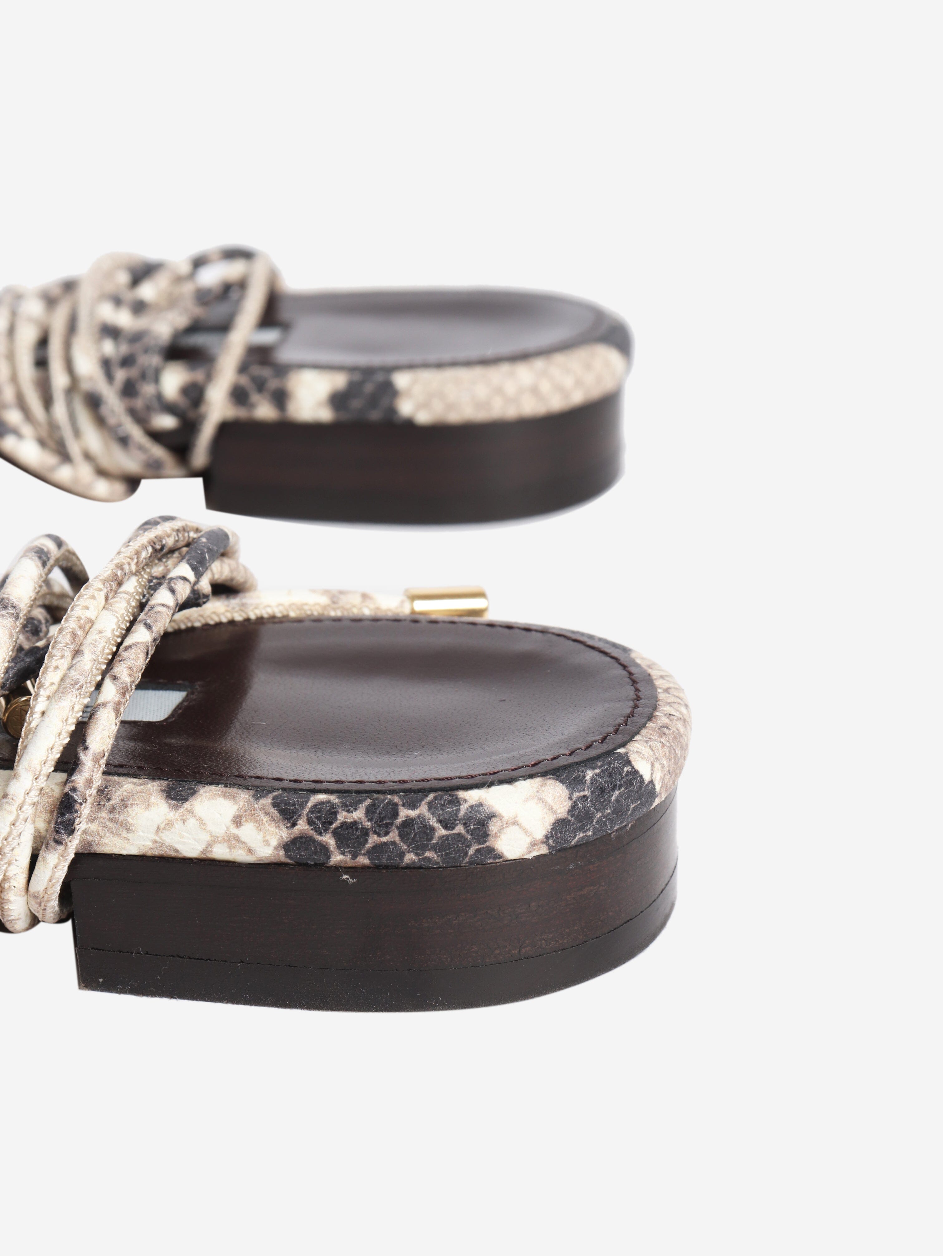 Brown snakeskin sandals - size EU 38 Flat Sandals Emme Parsons 