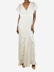 Rat & Boa White lurex ruffled maxi dress - size XS