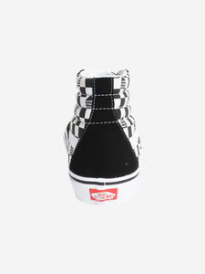 Vans Black and white Sk8-Hi DSM checkerboard trainers - size EU 40.5