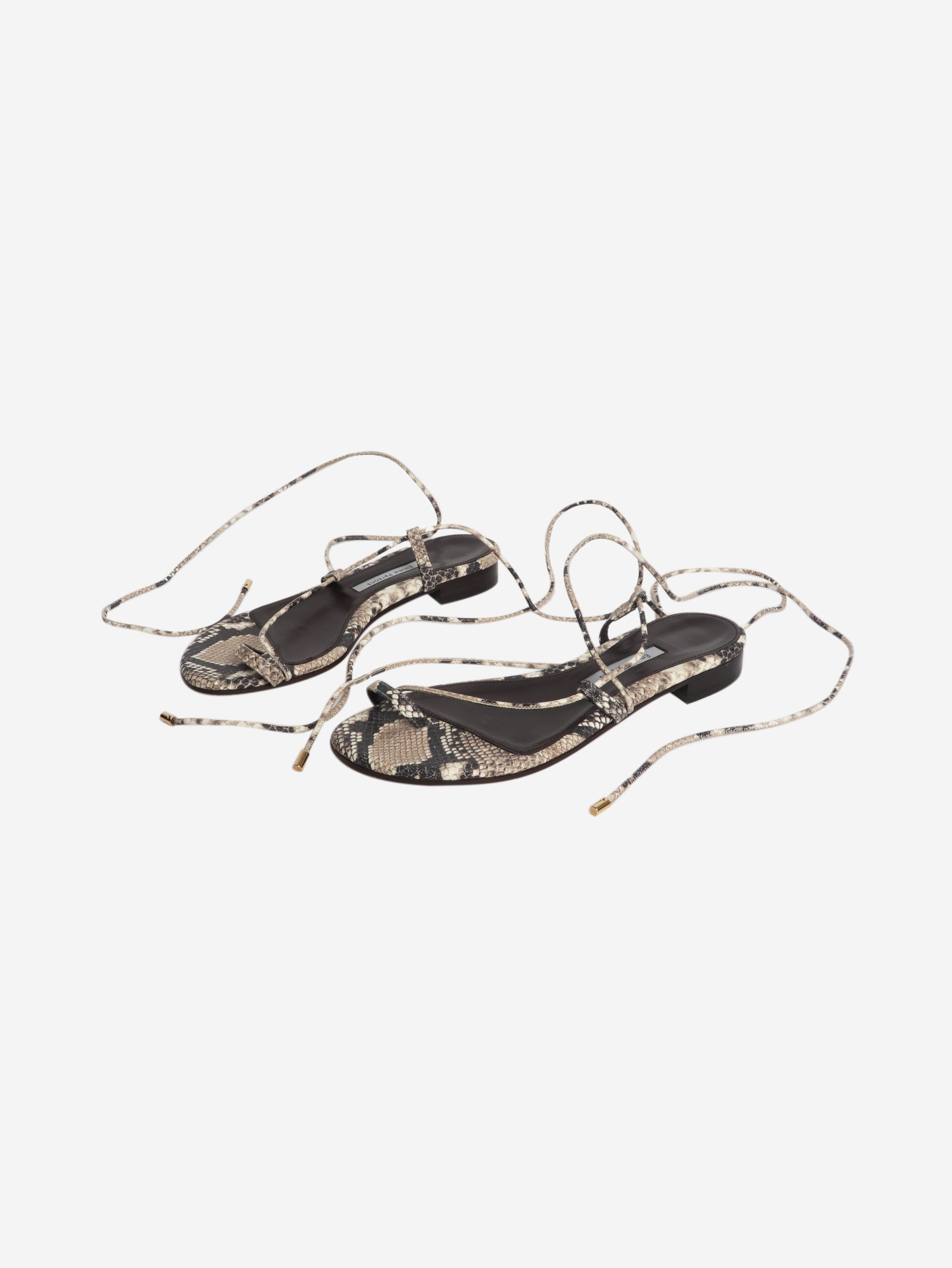 Brown snakeskin sandals - size EU 38 Flat Sandals Emme Parsons 