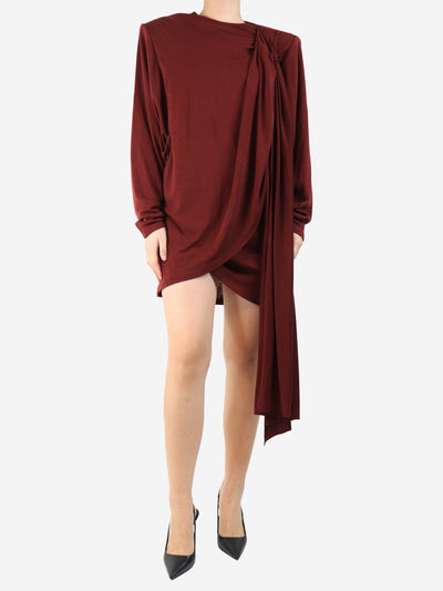Burgundy shoulder-padded mini dress - size UK 10 Dresses Saint Laurent 