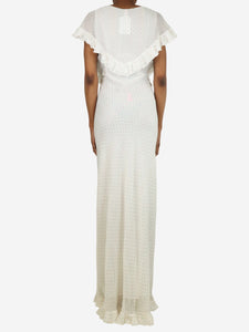 Rat & Boa White lurex ruffled maxi dress - size XS