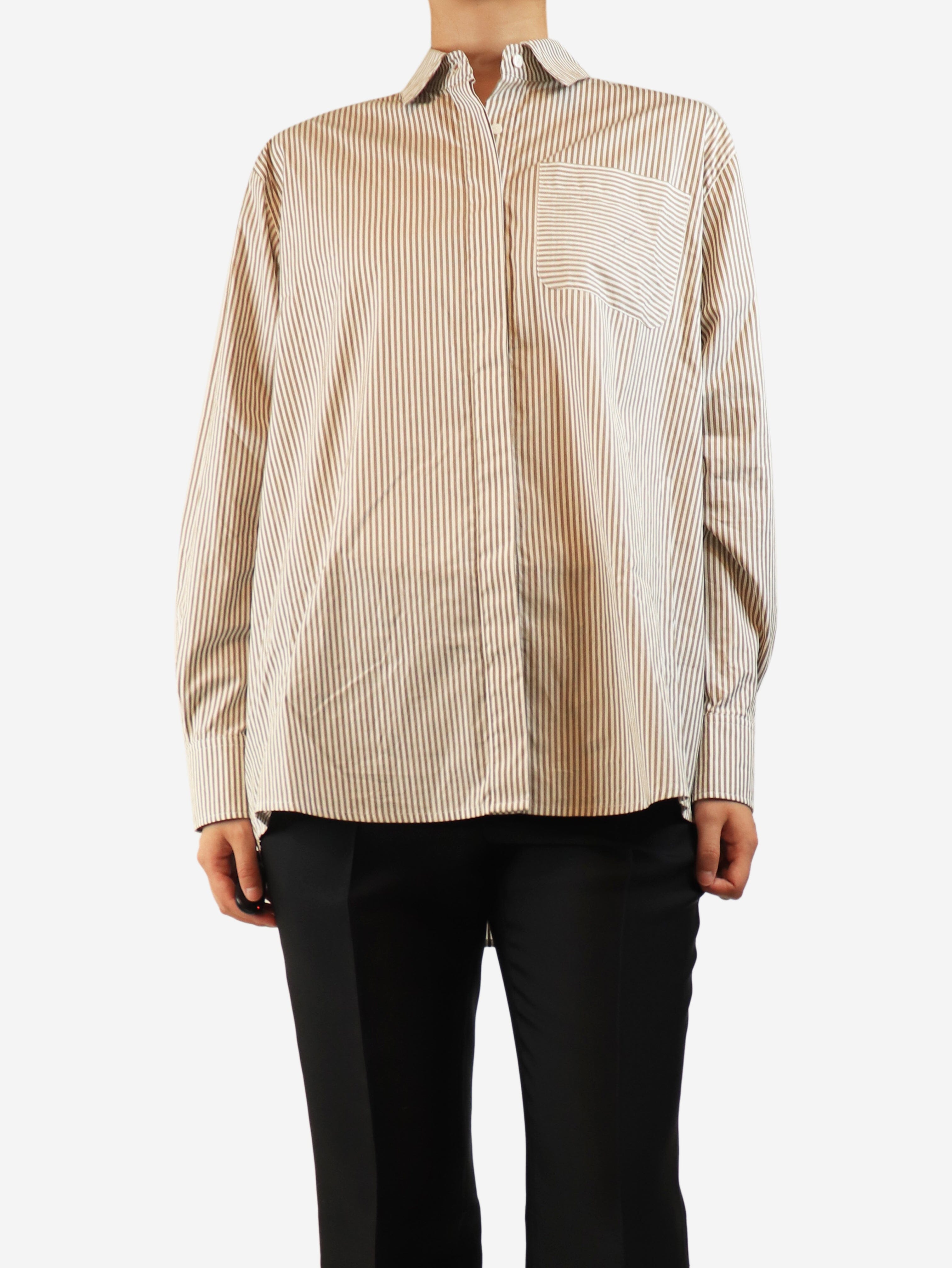 Brown striped cotton shirt - size S Tops Bamford 