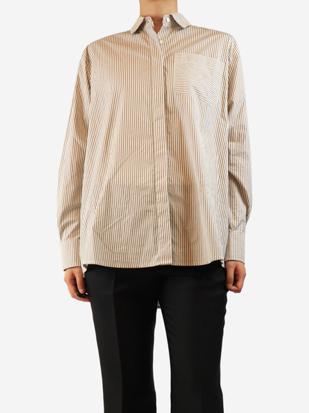 Brown striped cotton shirt - size S product image
