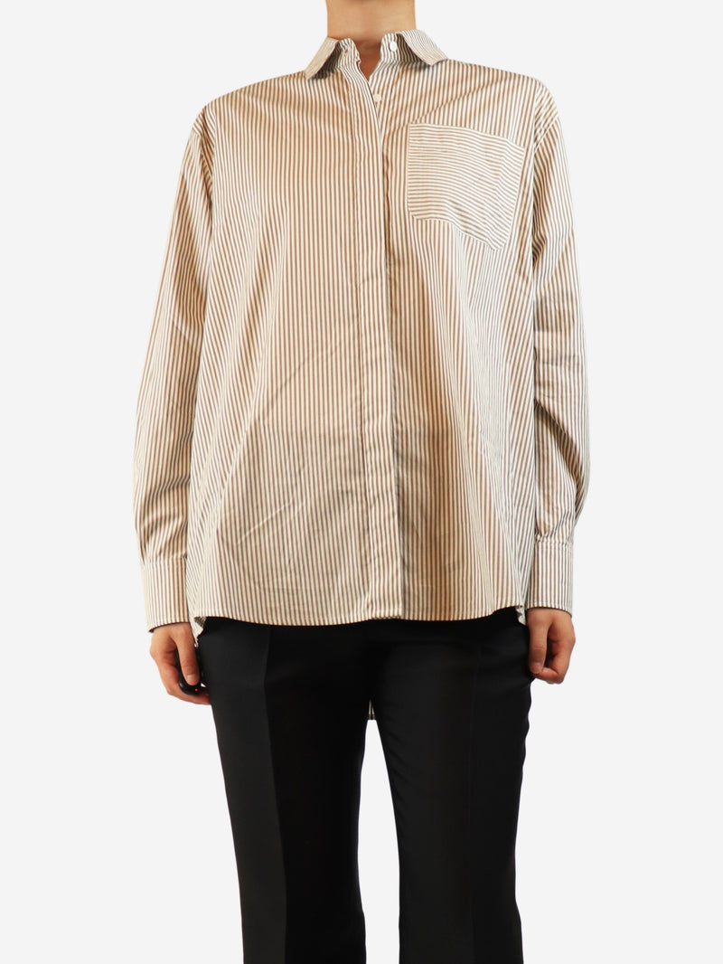 Brown striped cotton shirt - size S Tops Bamford 