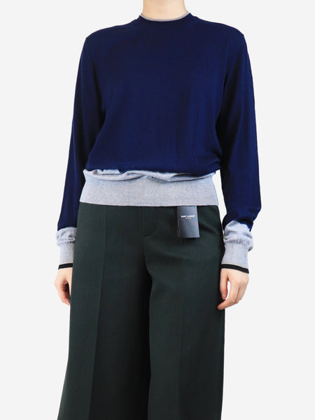 Blue tie dye wool jumper - size L product image